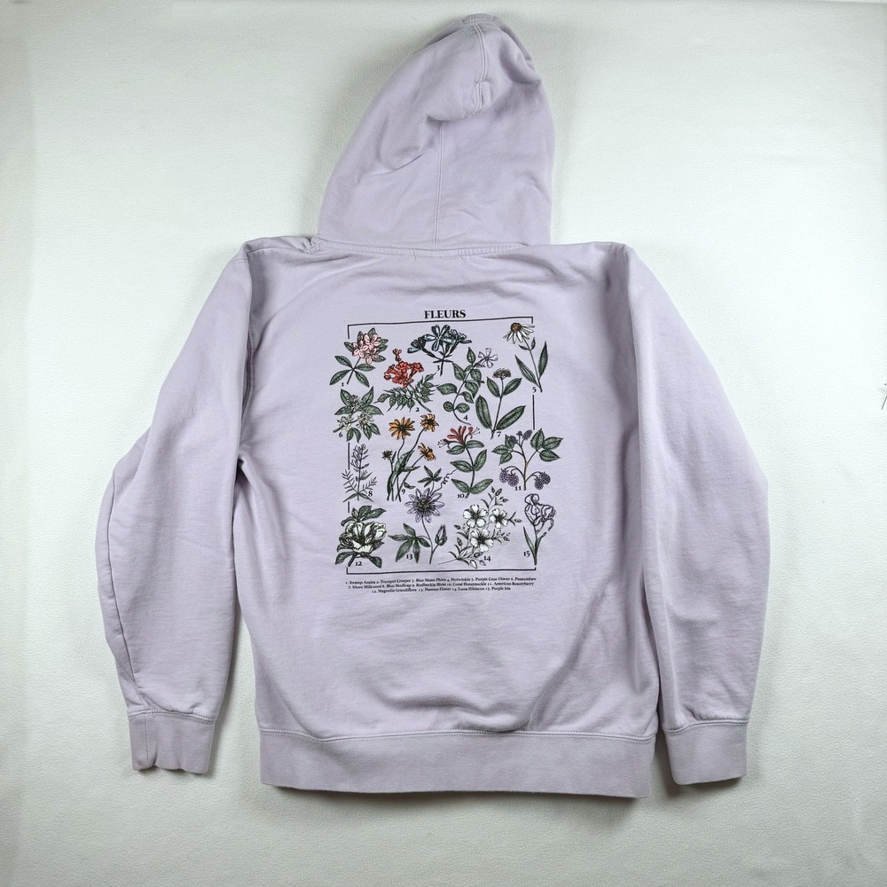BSR By Samii Ryan Politics Fleurs Lavender‎ Botanical Graphic Hoodie Size Medium